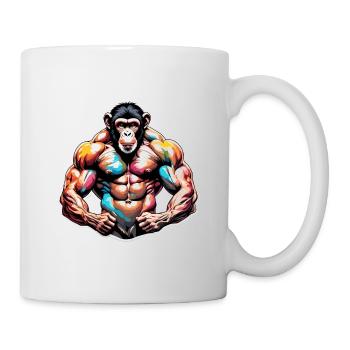 Bodybuilder / Sport / Fitness / Affe / Muskeln - Tasse - Weiß - Rechts