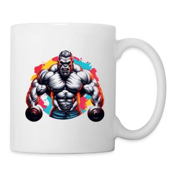 Bodybuilder / Sports / Fitness / Monkey / Muscles - Mug - white - Right