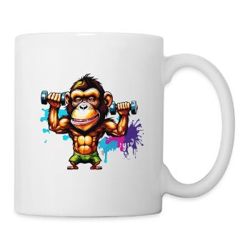 Bodybuilder / Sport / Fitness / Affe / Muskeln - Tasse - Weiß - Rechts