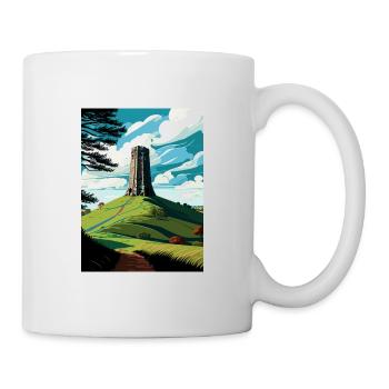 Glastonbury Tor Angleterre Affiche de voyage vintage WPA - Mug blanc - blanc - Droite