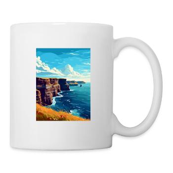 Falaises de Moher Irlande Vintage voyage affiche WPA - Mug blanc - blanc - Droite