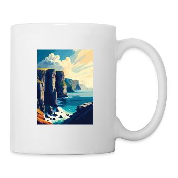 Falaises de Moher Irlande Vintage voyage affiche WPA - Mug blanc - blanc - Droite