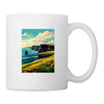 Falaises de Moher Irlande Vintage voyage affiche WPA - Mug blanc - blanc - Droite
