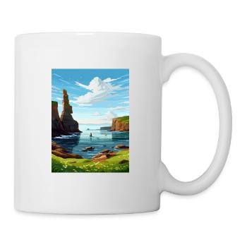Duncansby Stacks Schottland Vintage-Reiseposter - Tasse - Weiß - Rechts