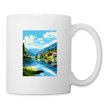Flekkefjord Norvège Chambre Vintage voyage affiche WPA - Mug blanc - blanc - Droite