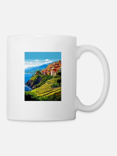 Cinque Terre Italie Décoration Patmos Affiche De Voyage - Mug blanc - blanc