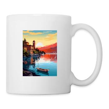 Gardasee Dekoration Vintage Reiseposter WPA - Tasse - Weiß - Rechts