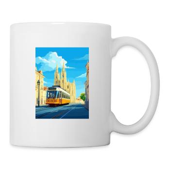 Lisbonne Portugal Vintage voyage affiche WPA Souvenir - Mug blanc - blanc - Droite