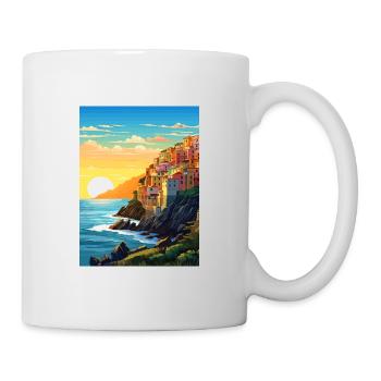 Cinque Terre Italy Decoration Patmos Travel Poster - Mug - white - Right