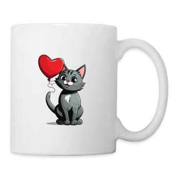 Katze Herz - Valentinstag - Tasse - Weiß - Rechts