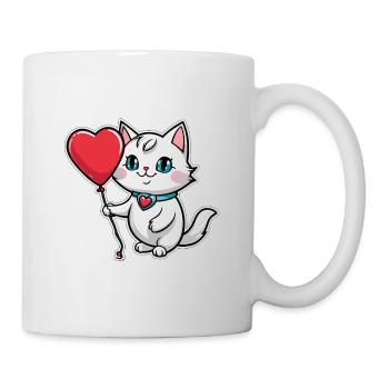 Katze Herz - Valentinstag - Tasse - Weiß - Rechts