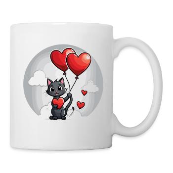 Katze Herz - Valentinstag - Tasse - Weiß - Rechts