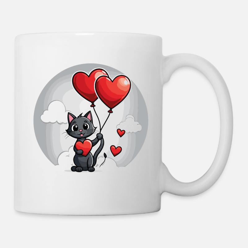 Katze Herz - Valentinstag - Tasse - Weiß