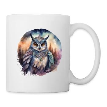 Puissance, animal, hibou, intuition, énergie créatrice, - Mug blanc - blanc - Droite