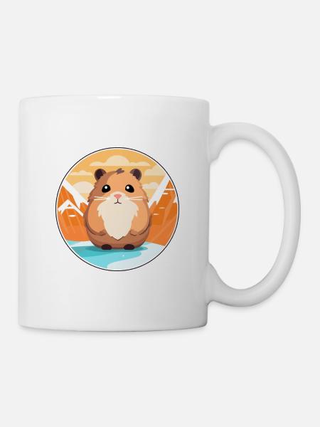 Hamster Aquarell Karikatur Kawaii Haustier Tier Farbe - Tasse - Weiß