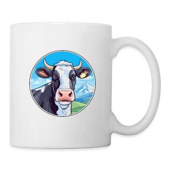 Cow Watercolor Cartoon Kawaii Pet Animal Colorful - Mug - white - Right