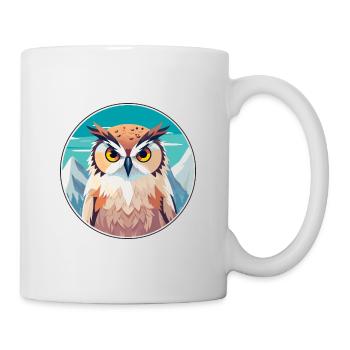 Owl Watercolor Cartoon Kawaii Pet Animal Colorful - Mug - white - Right