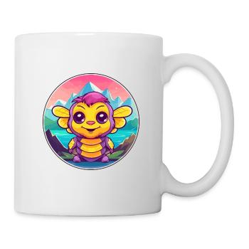 Biene Aquarell Karikatur Kawaii Haustier Tier Bunt - Tasse - Weiß - Rechts