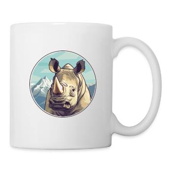 Rhino Watercolor Cartoon Kawaii Pet Animal Colorfu - Mug - white - Right