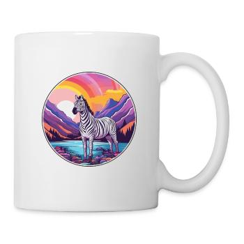 Zebra Watercolor Cartoon Kawaii Pet Animal Colorfu - Mug - white - Right
