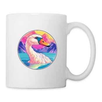 Cygne Aquarelle Dessin Animé Kawaii Animal De Compagnie Coloré - Mug blanc - blanc - Droite
