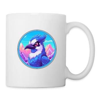 Blue Jay Watercolor Cartoon Kawaii Pet Animal Colo - Mug - white - Right