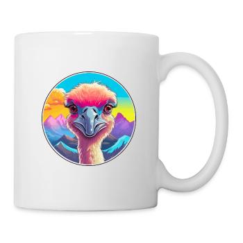 Autruche Aquarelle Dessin Animé Kawaii Animal De Compagnie Animal Couleur - Mug blanc - blanc - Droite