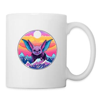 Fledermaus Aquarell Karikatur Kawaii Haustier Tier Bunt - Tasse - Weiß - Rechts