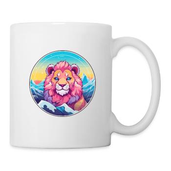 Lion Watercolor Cartoon Kawaii Pet Animal Colorful - Mug - white - Right