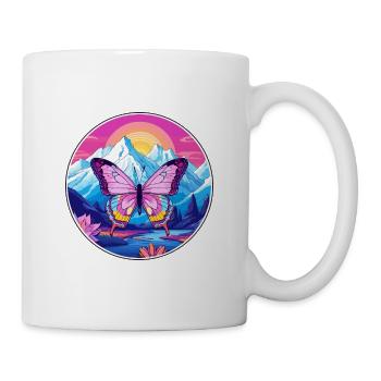 Schmetterling Aquarell Karikatur Kawaii Haustier Tier Col - Tasse - Weiß - Rechts