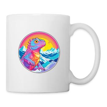 Chameleon Watercolor Cartoon Kawaii Pet Animal Col - Mug - white - Right