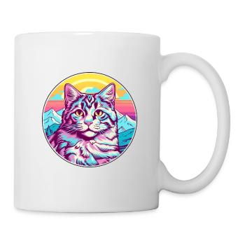 Katze Aquarell Karikatur Kawaii Haustier Tier Bunt - Tasse - Weiß - Rechts