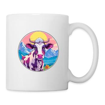 Kuh Aquarell Karikatur Kawaii Haustier Tier Bunt - Tasse - Weiß - Rechts