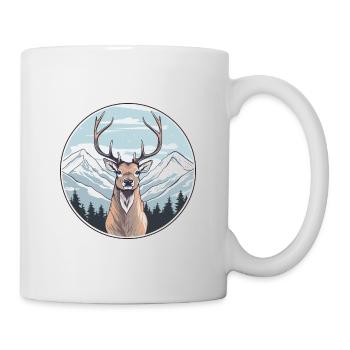 Hirsch Aquarell Karikatur Kawaii Haustier Tier Bunt - Tasse - Weiß - Rechts