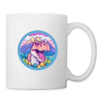 Dinosaurier Aquarell Karikatur Kawaii Haustier Tier Colo - Tasse - Weiß - Rechts