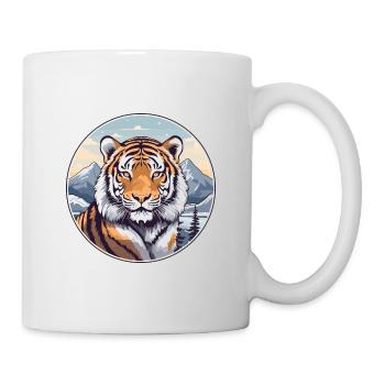 Tiger Watercolor Cartoon Kawaii Pet Animal Colorfu - Mug - white - Right