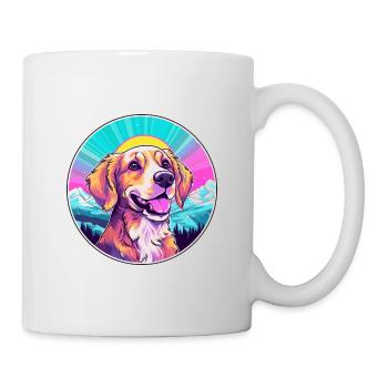 Chien Aquarelle Dessin Animé Kawaii Animal De Compagnie Animal Coloré - Mug blanc - blanc - Droite