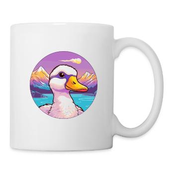 Duck Watercolor Cartoon Kawaii Pet Animal Colorful - Mug - white - Right