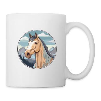 Pferd Aquarell Karikatur Kawaii Haustier Tier Farbefu - Tasse - Weiß - Rechts