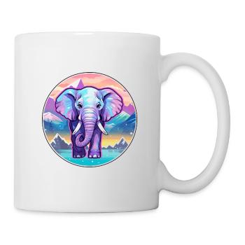 Elefant Aquarell Karikatur Kawaii Haustier Tier Colo - Tasse - Weiß - Rechts