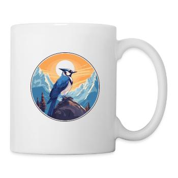 Blue Jay Watercolor Cartoon Kawaii Pet Animal Colo - Mug - white - Right