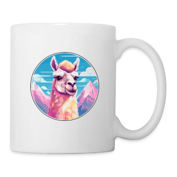 Lama Aquarell Karikatur Kawaii Haustier Tier Farbefu - Tasse - Weiß - Rechts