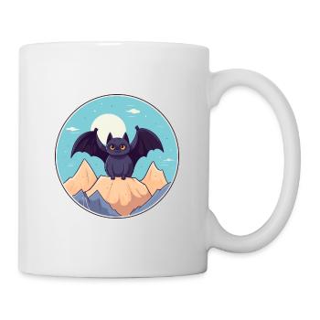 Fledermaus Aquarell Karikatur Kawaii Haustier Tier Bunt - Tasse - Weiß - Rechts