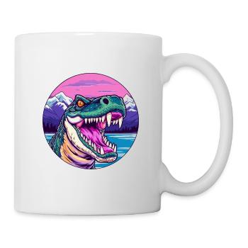 Crocodile aquarelle dessin animé kawaii animal de compagnie Col - Mug blanc - blanc - Droite