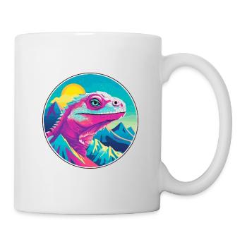 Iguana Watercolor Cartoon Kawaii Pet Animal Colorf - Mug - white - Right