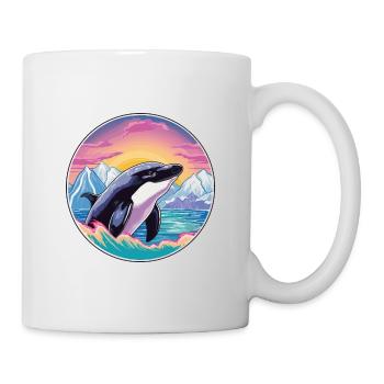 Orca Watercolor Cartoon Kawaii Pet Animal Colorful - Mug - white - Right