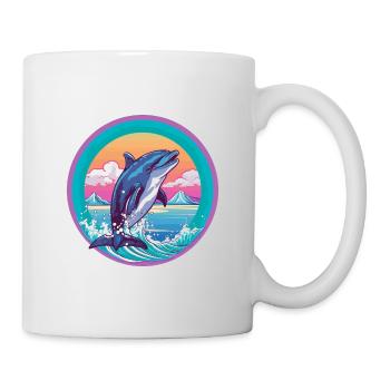 Dolphin Watercolor Cartoon Kawaii Pet Animal Color - Mug - white - Right