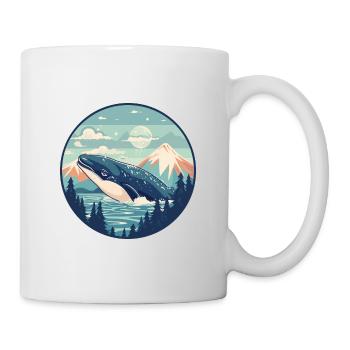 Wal Aquarell Karikatur Kawaii Haustier Tier Farbefu - Tasse - Weiß - Rechts