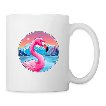 Flamingo Watercolor Cartoon Kawaii Pet Animal Colo - Mug - white - Right