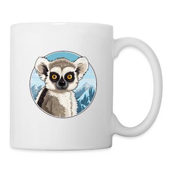 Lemur Watercolor Cartoon Kawaii Pet Animal Colorfu - Mug - white - Right